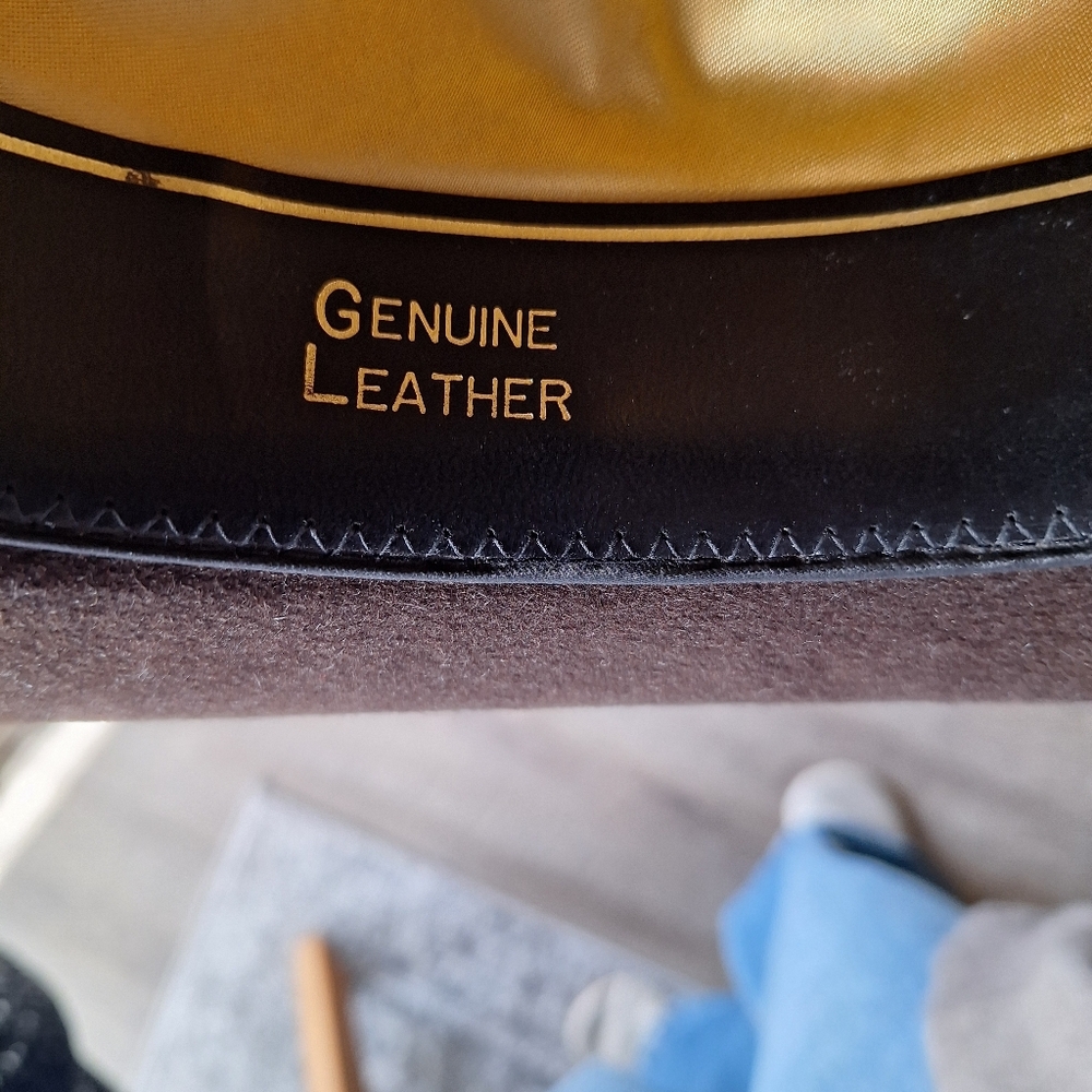 Brown Drifter Hat with Gold Interior Genuine Leather Size 58- 7 1/8 - Picture 6 of 8